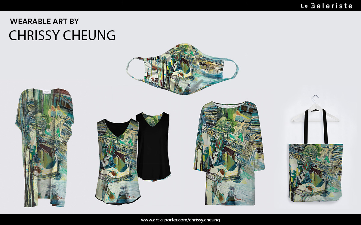 Art wearables by le galeriste working with artist Chrissy Cheung