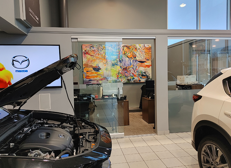 Chrissy Cheung’s artwork “Piquant” at Signature Mazda Dealership, Richmond