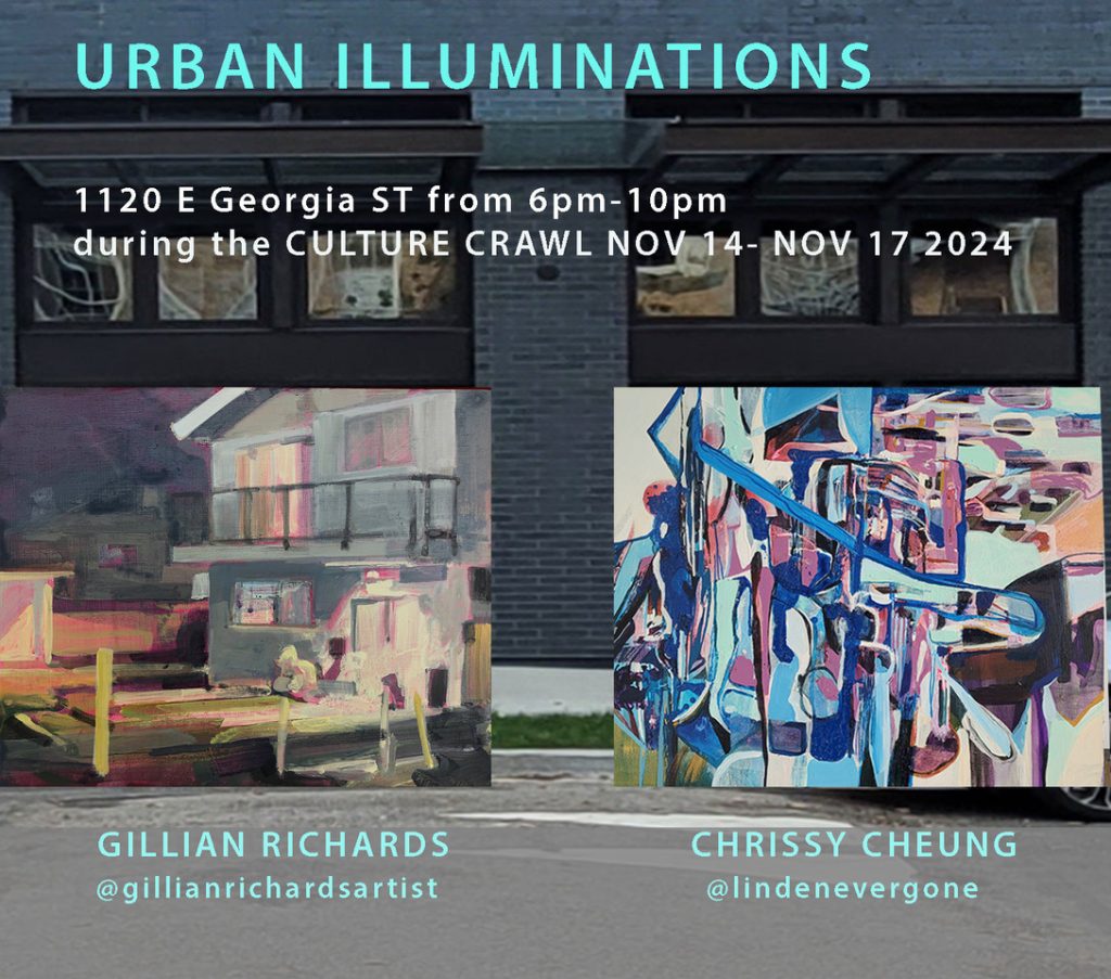 Urban Illuminations show card, collaboration with Gillian Richards and Chrissy Cheung of the Painter8 Arts Society