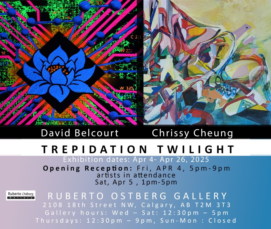 art exhibition by David Belcourt and Chrissy Cheung. Showing at Ruberto Ostberg Gallery in Calgary