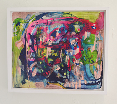 Emotive by Chrissy Cheung. abstract painting in acrylic on panel framed in white