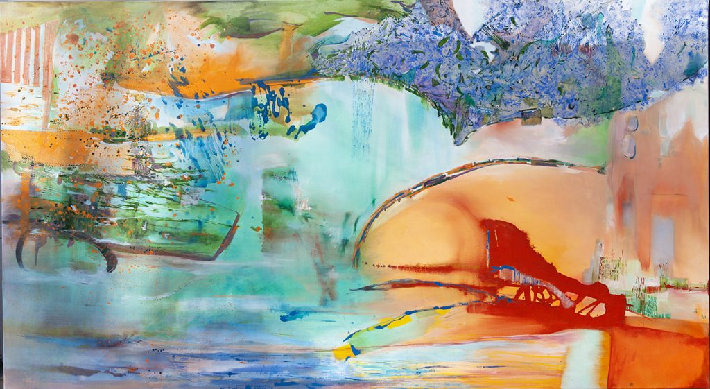 Sunset by Chrissy Cheung. Large-scale painting . acrylic on canvas, 60" x 108"